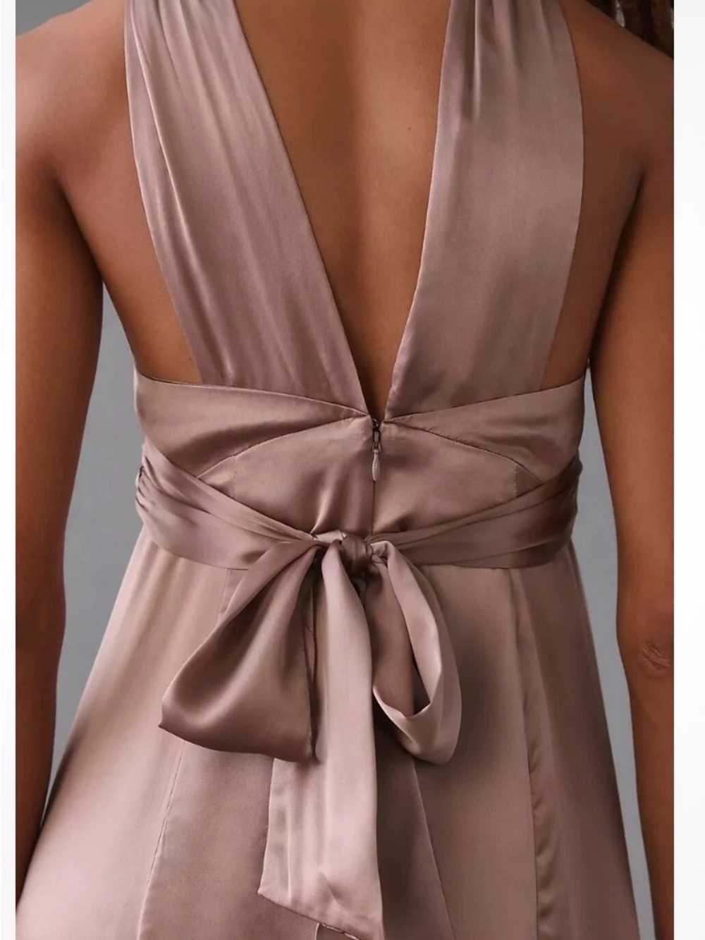 ANTHROPOLOGY silk Midi Dress in Taupe 8 new with tags - Picture 4 of 13